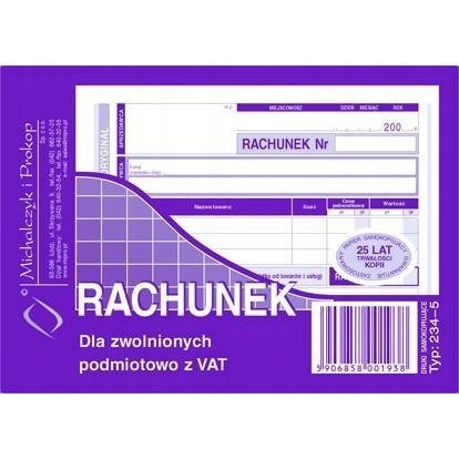 DRUK 234-5 Rachunek MICHALCZYK&PROKOP A6 80 kartek
