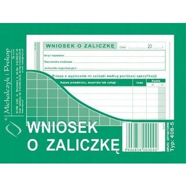 408-5 Wniosek o zaliczkę MICHALCZYK&PROKOP A6 40 kartek