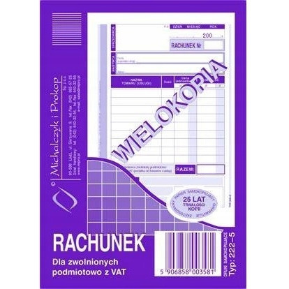 DRUK 222-5 Rachunek MICHALCZYK&PROKOP A6 (pion) 80 kartek