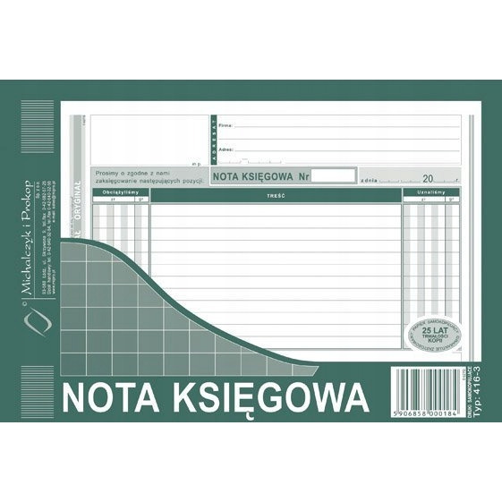 416-3 Nota Księgowa MICHALCZYK&PROKOP A5 80 kartek