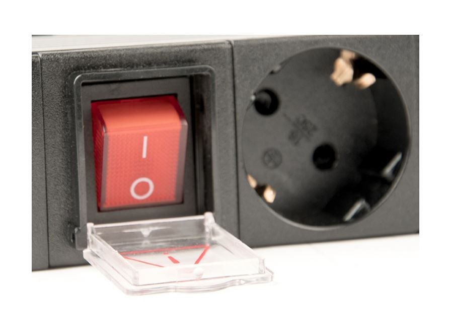 Listwa zasilająca rack (PDU), 8 gniazd typ Schuko, 1U, 16A, wtyk Schuko 3m