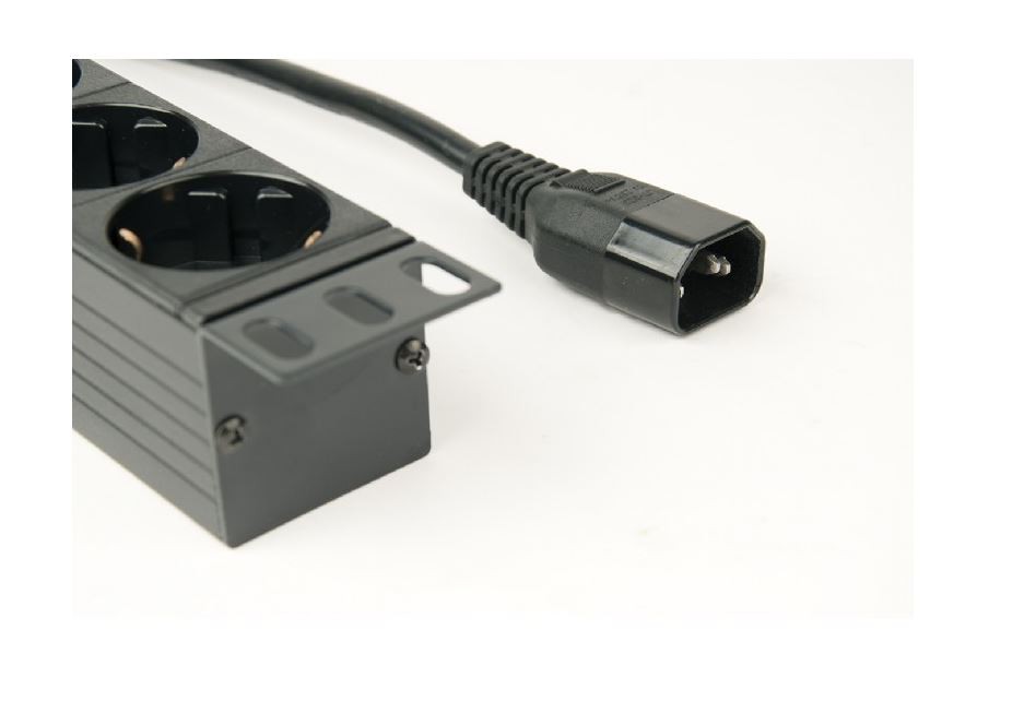 Listwa zasilająca rack (PDU), 8 gniazd typ Schuko, 1U, 16A, wtyk Schuko 3m