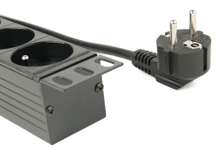 Listwa zasilająca rack (PDU), 8 gniazd typ Schuko, 1U, 16A, wtyk Schuko 3m