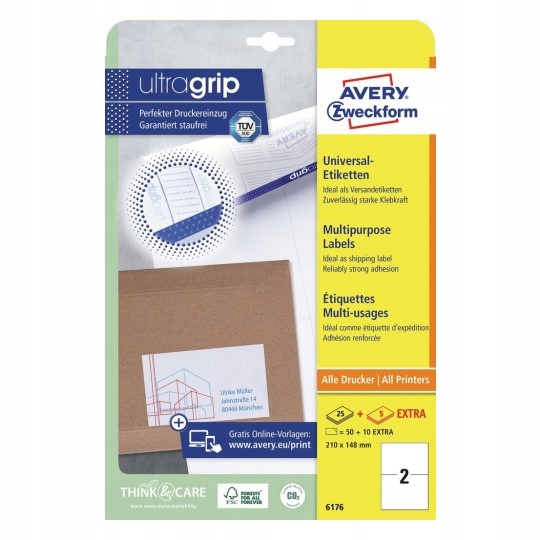 Etykiety ZF A4 210x148mm białe 6176 AVERY ZWECKFORM (30 arkuszy)