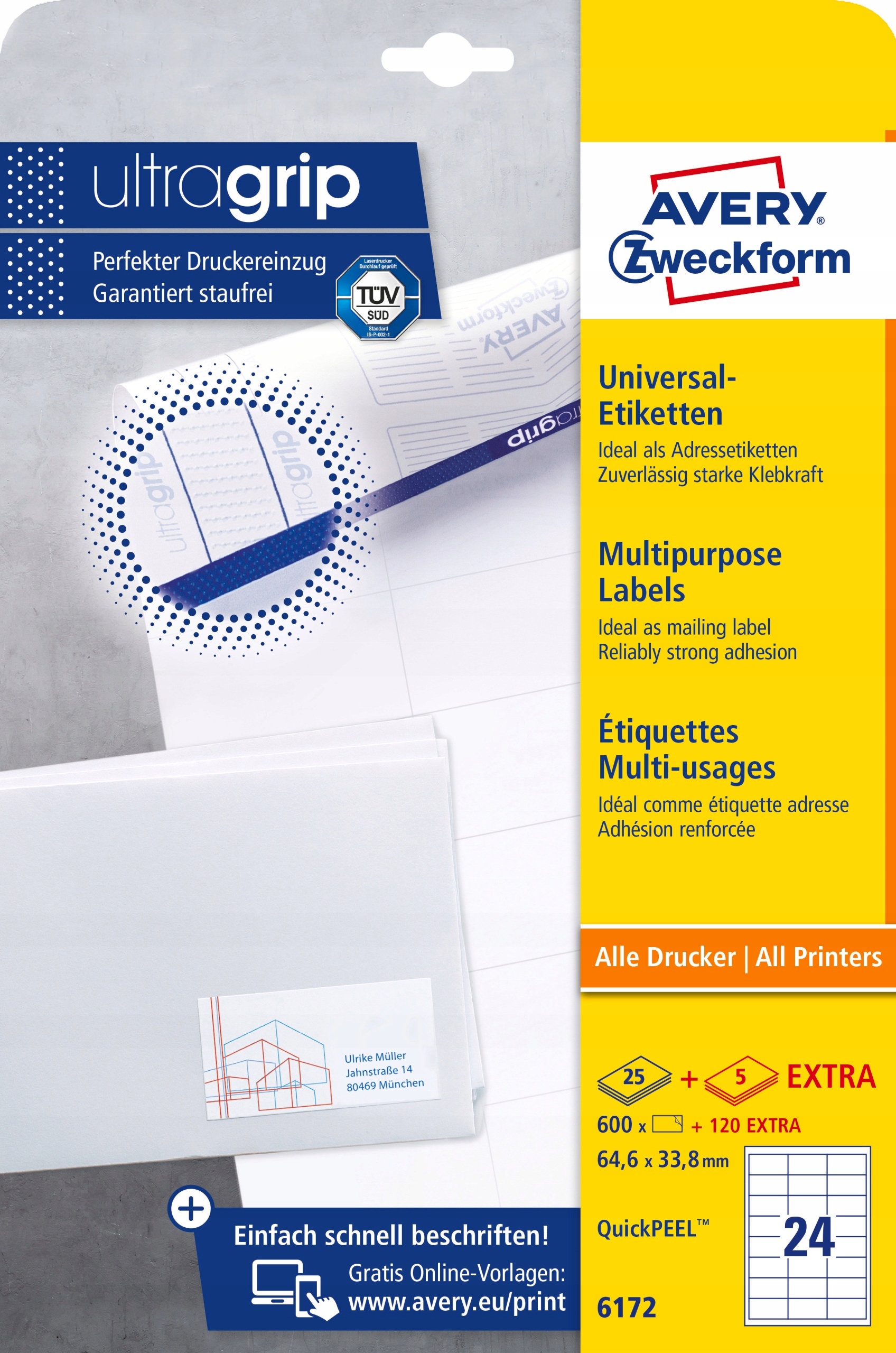 Etykiety ZF A4 646x338mm białe 6172 AVERY ZWECKFORM (30 arkuszy)