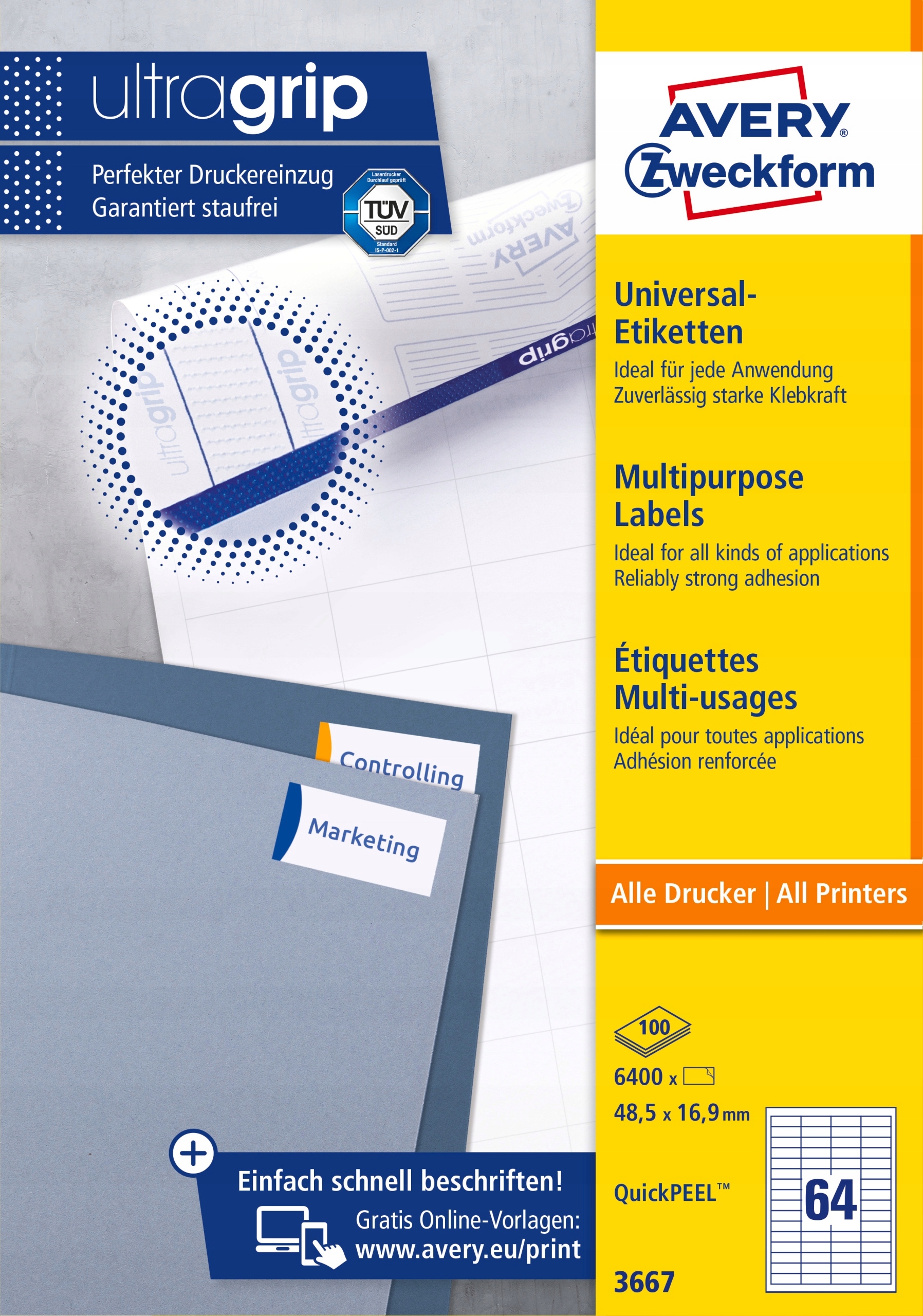 Etykiety ZF A4 48 5x16.9mm białe 3667 AVERY ZWECKFORM