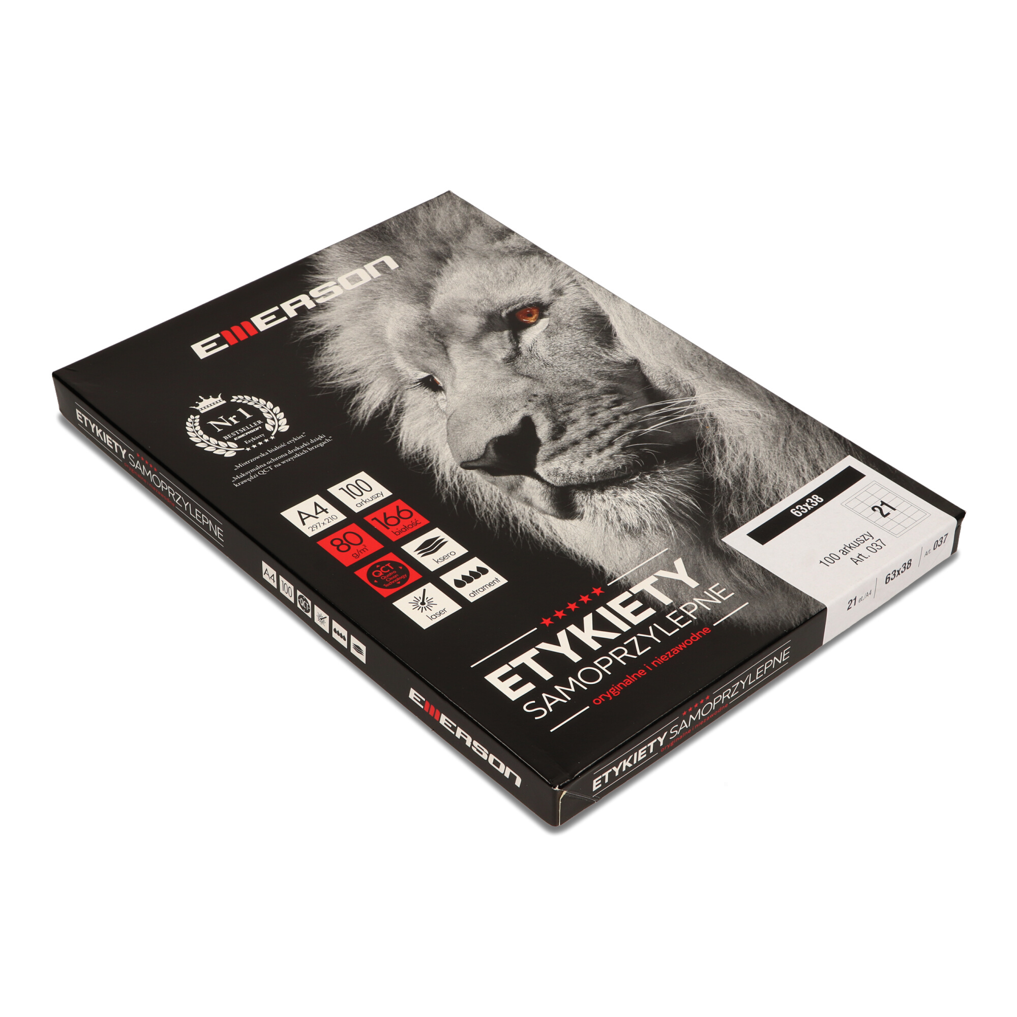 Etykiety A4 63x38mm białe (100sztuk) EMERSON eta4063.038