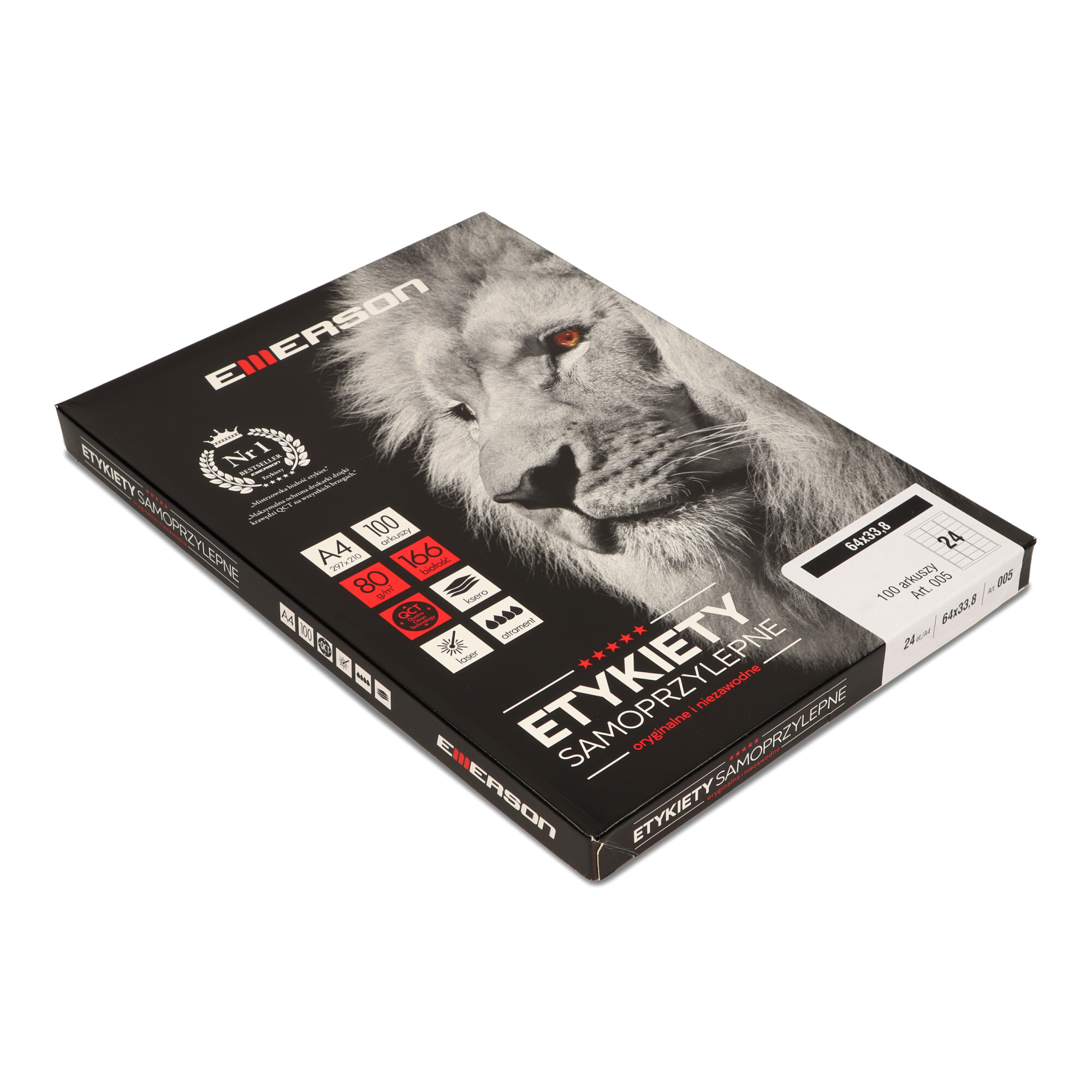 Etykiety A4 64x33.8 białe nr005 (100sztuk) EMERSON eta4064.338