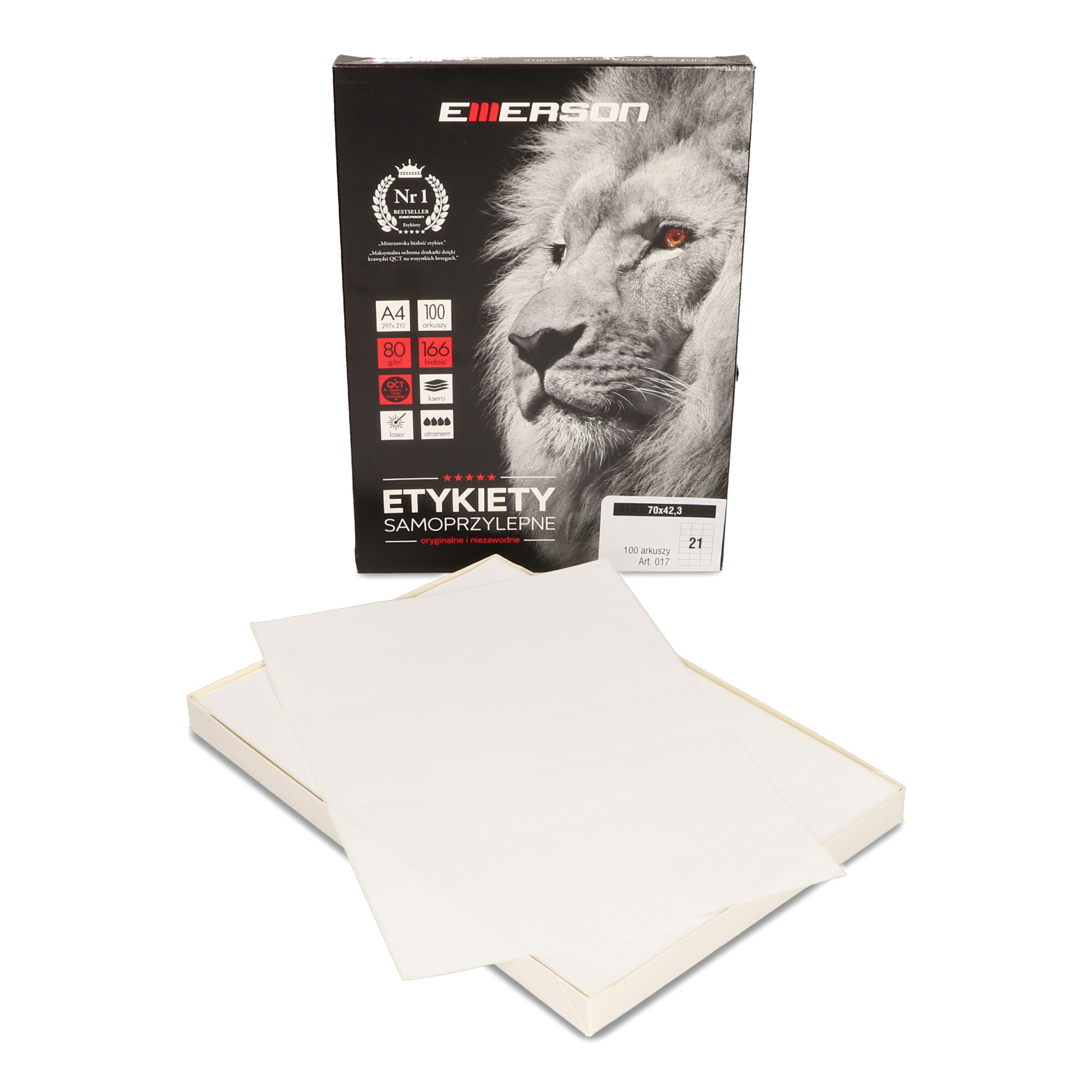 Etykiety A4 70x42.3mm białe nr017 (100sztuk) EMERSON eta4070.423