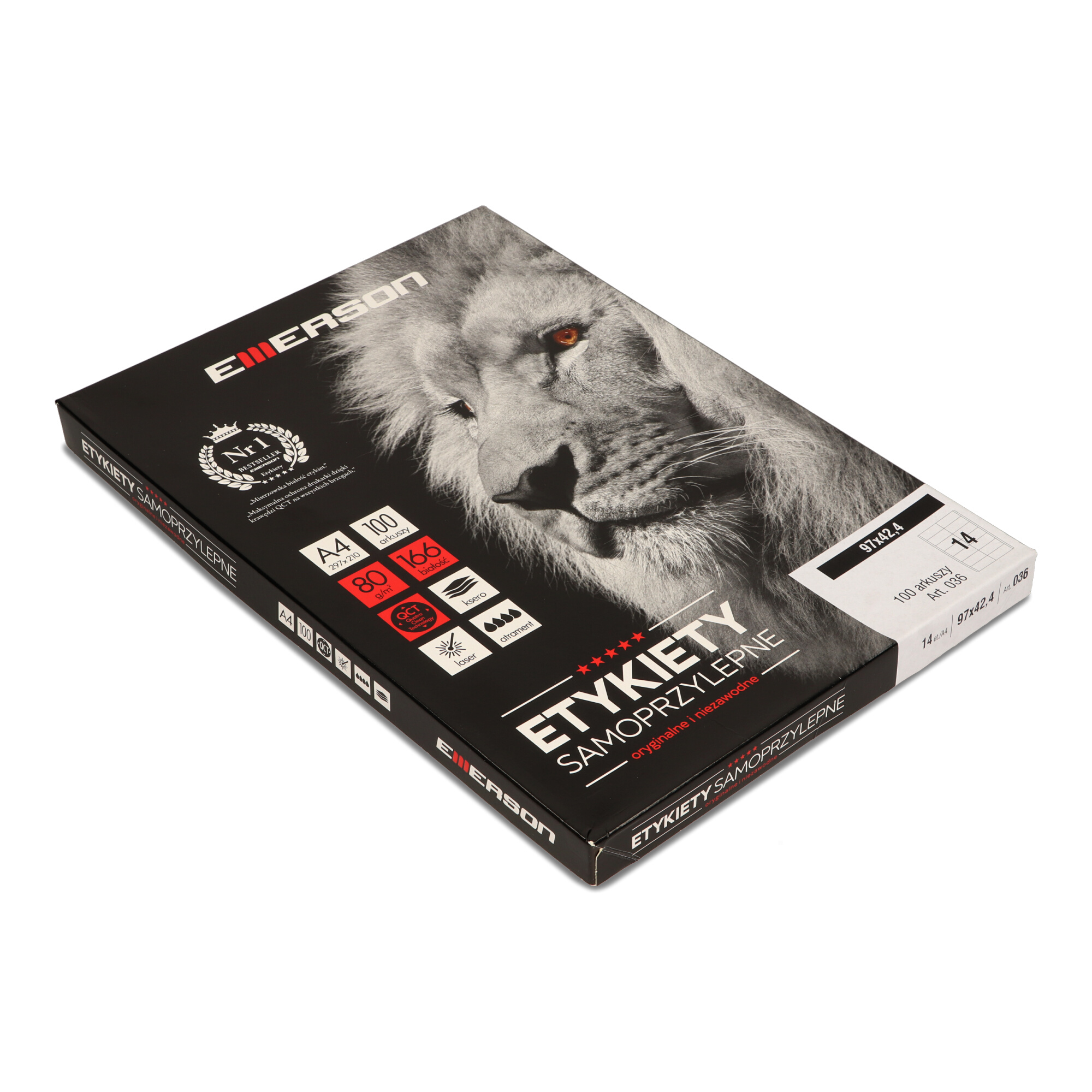 Etykiety A4 97x42.4mm białe nr036 (100sztuk) EMERSON eta4097.424