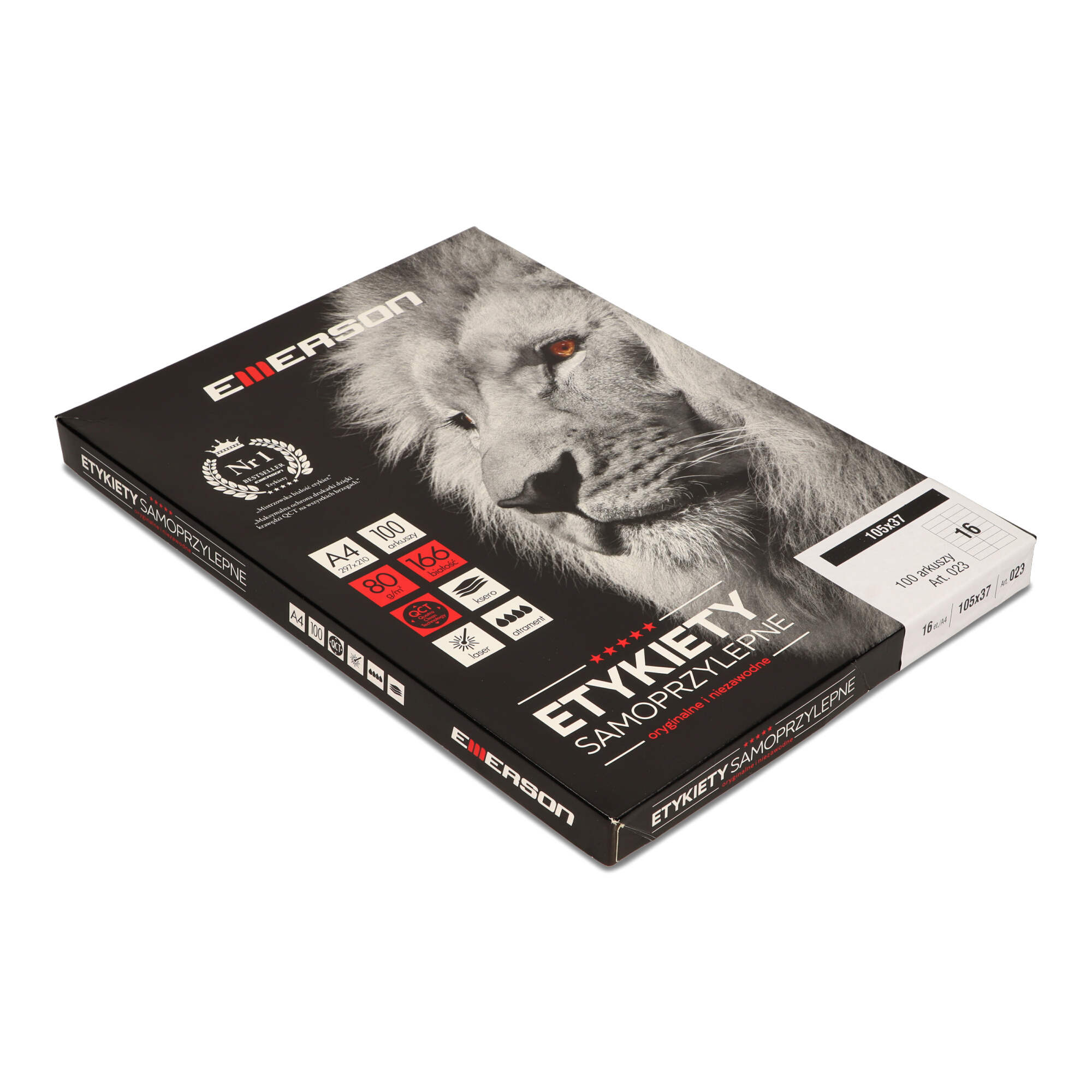 Etykiety A4 105x37mm białe nr023 (100sztuk) EMERSON eta4105.037