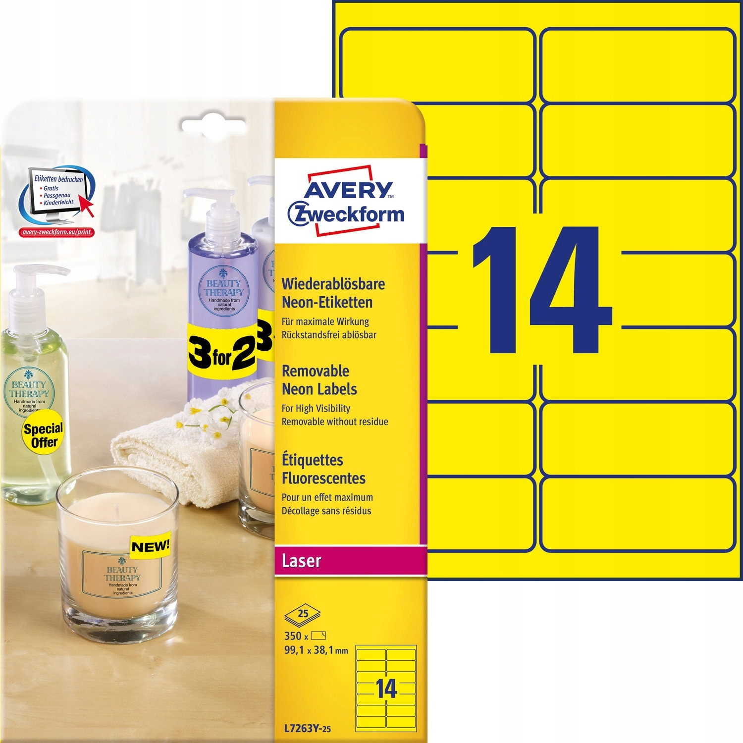 Et.ZF 99,1x38,1 żół. L7263Y-25 ZF AVERY ZWECKFORM