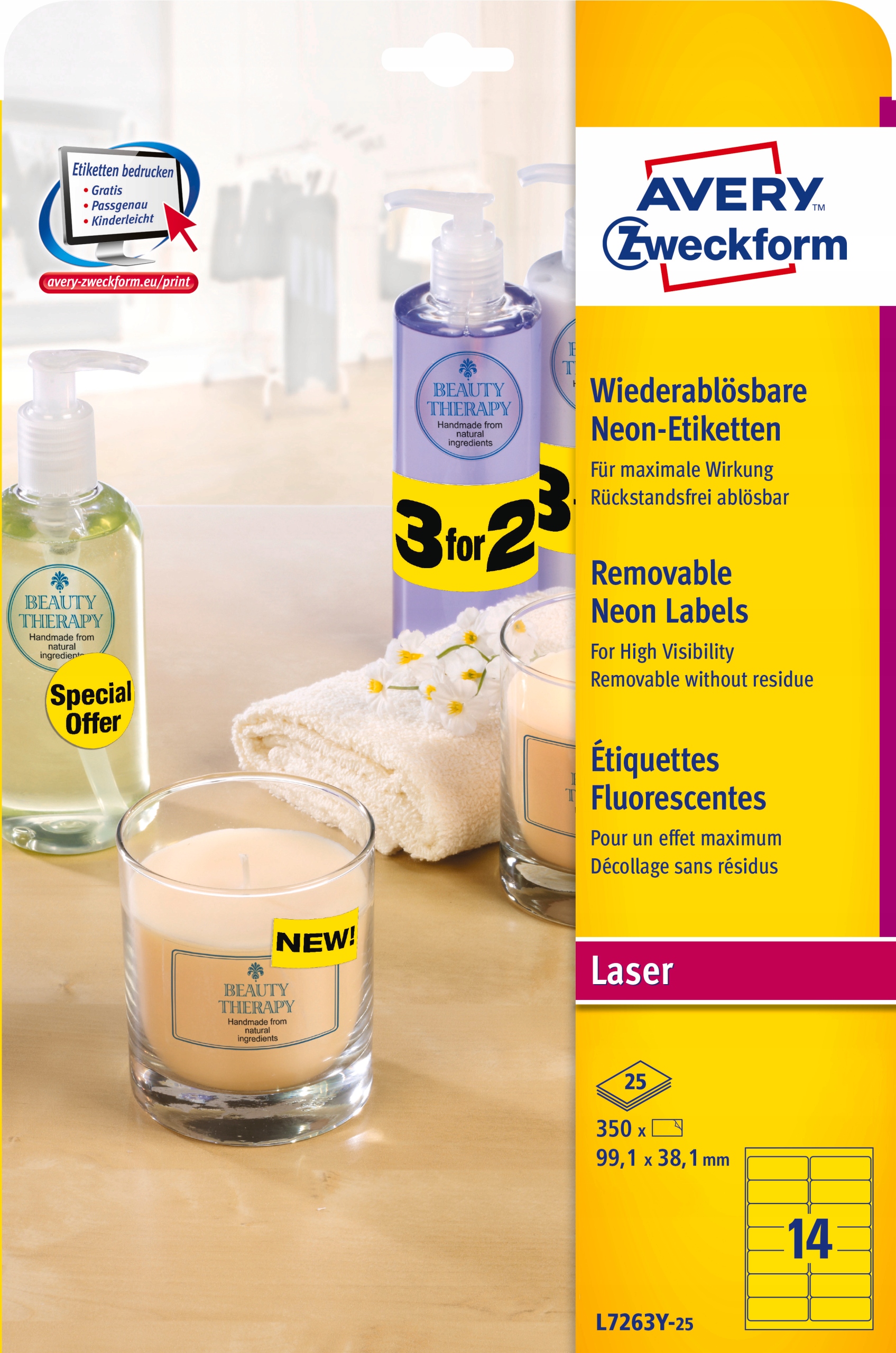 Et.ZF 99,1x38,1 żół. L7263Y-25 ZF AVERY ZWECKFORM