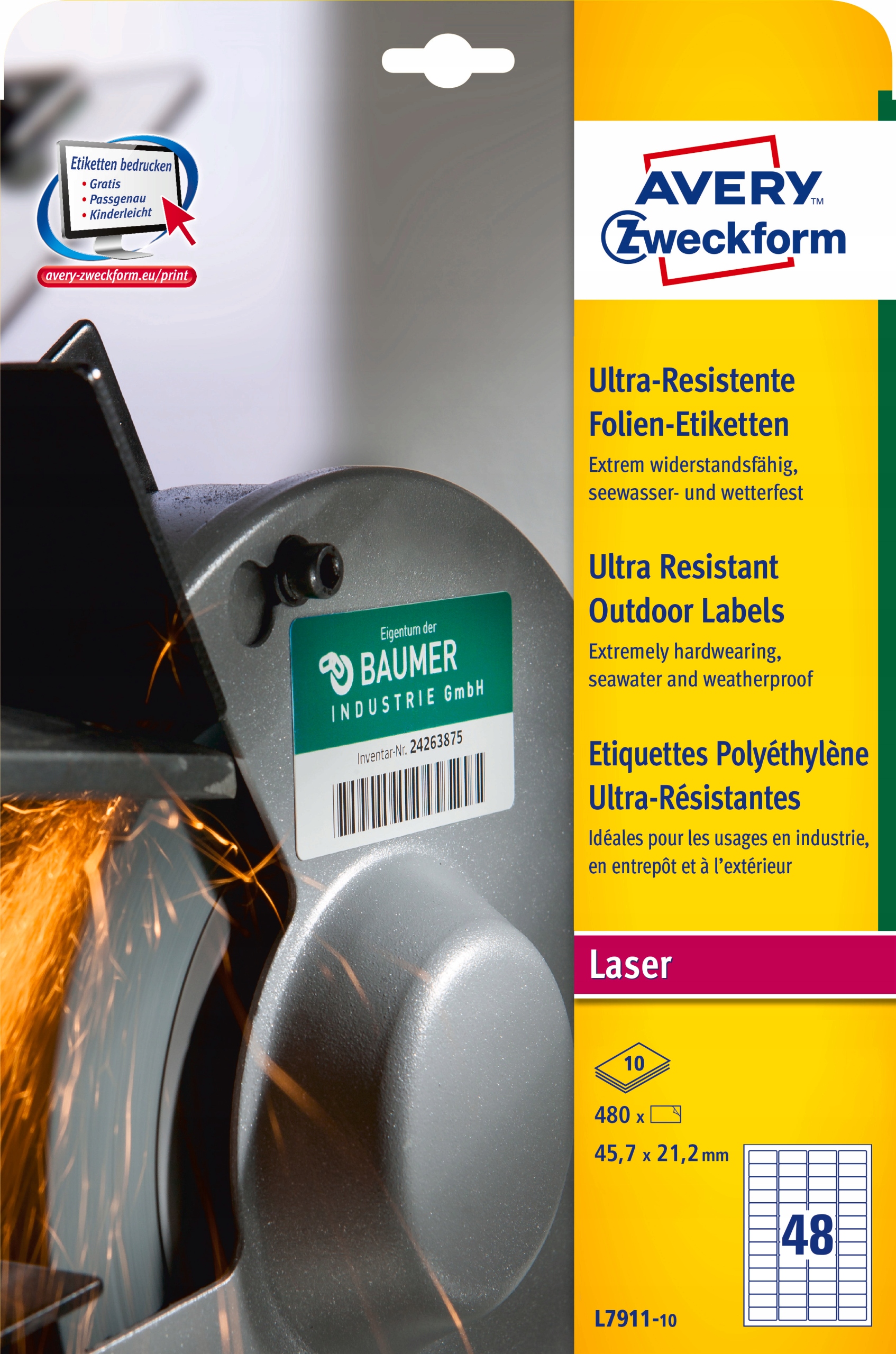 Etykiety ZF A4 457x212mm L7911-10 do użytku zewnętrznego AVERY