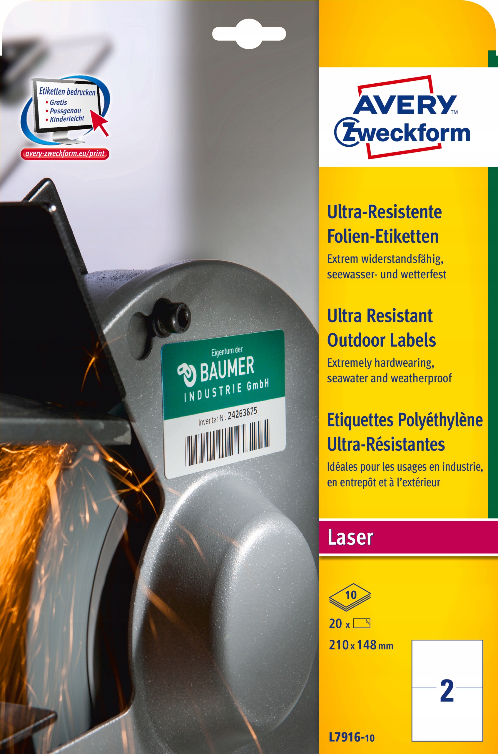 Etykiety ZF A4 210x148mm L7916-10 do użytku zewnętrznego AVERY