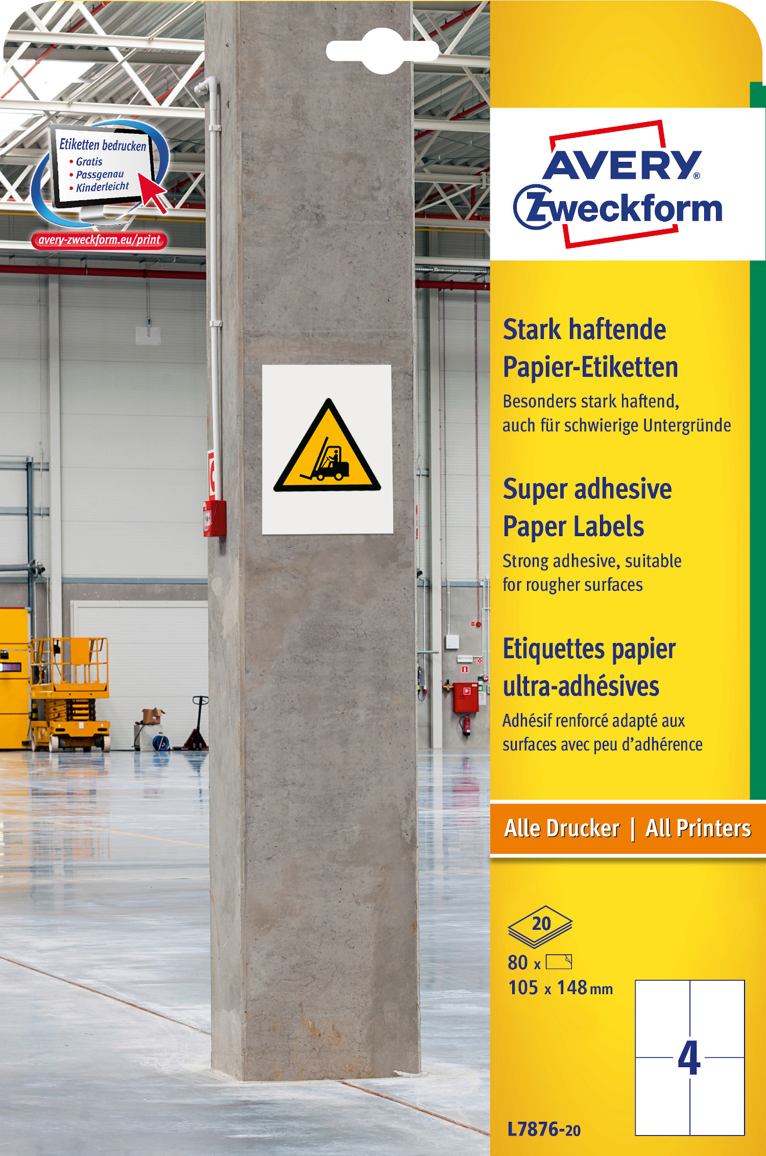 Etykiety papierowe do trudnych powierzchni 105x14