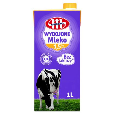 Mleko Wydojone UHT bez laktozy 1,5% 1L x 12szt