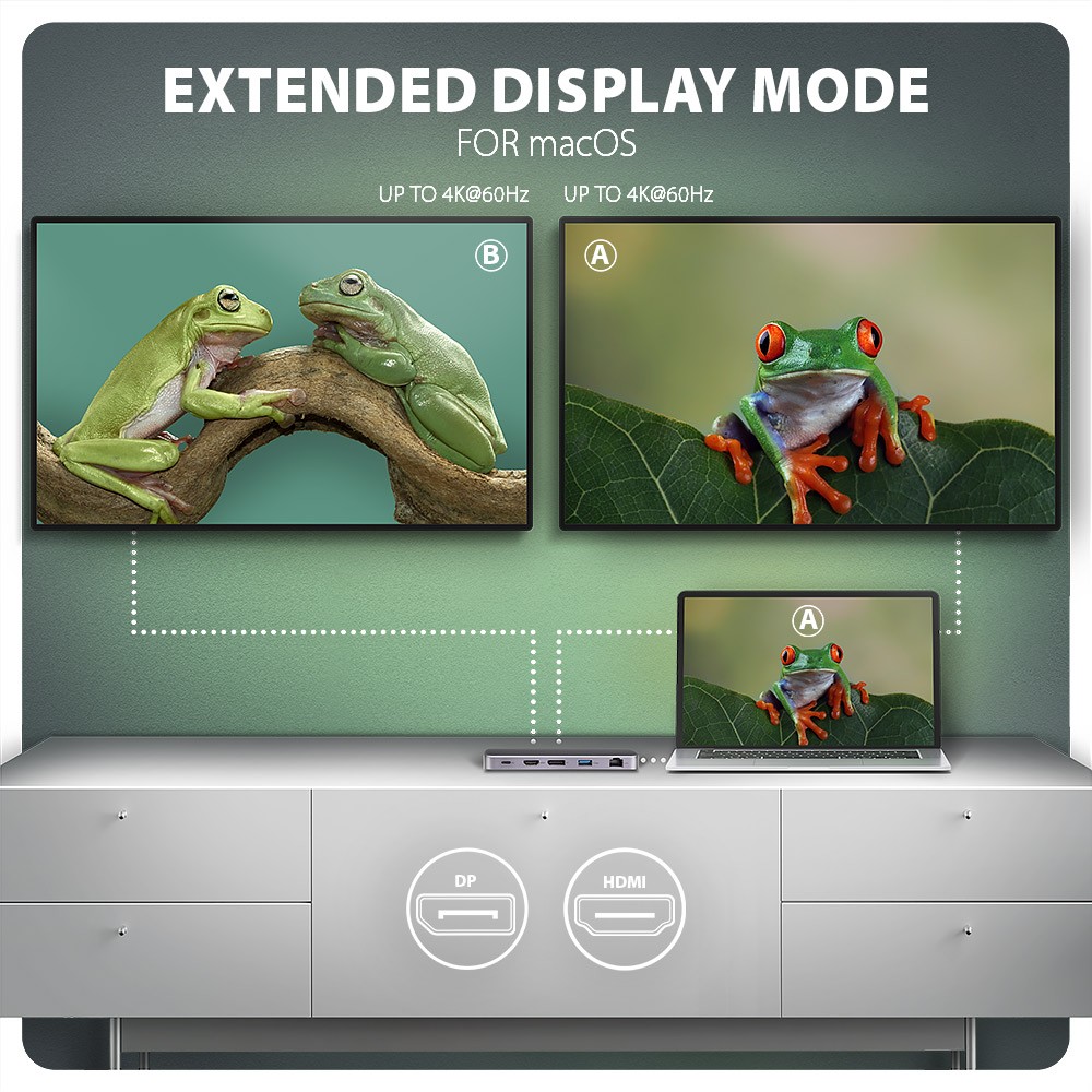 HMC-12GM2 hub USB 12 in1 10Gbps, 3x USB-A, USB-C, HDMI, DP,  RJ-45, M.2, SD/mSD, audio, PD