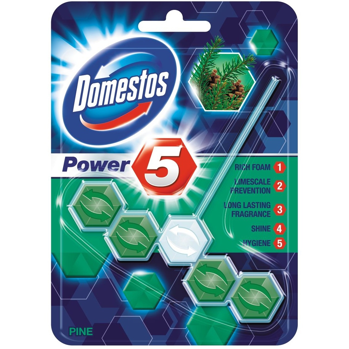 Zawieszka do toalety KOSTKA POWER5 PINE 9x55g DOMESTOS