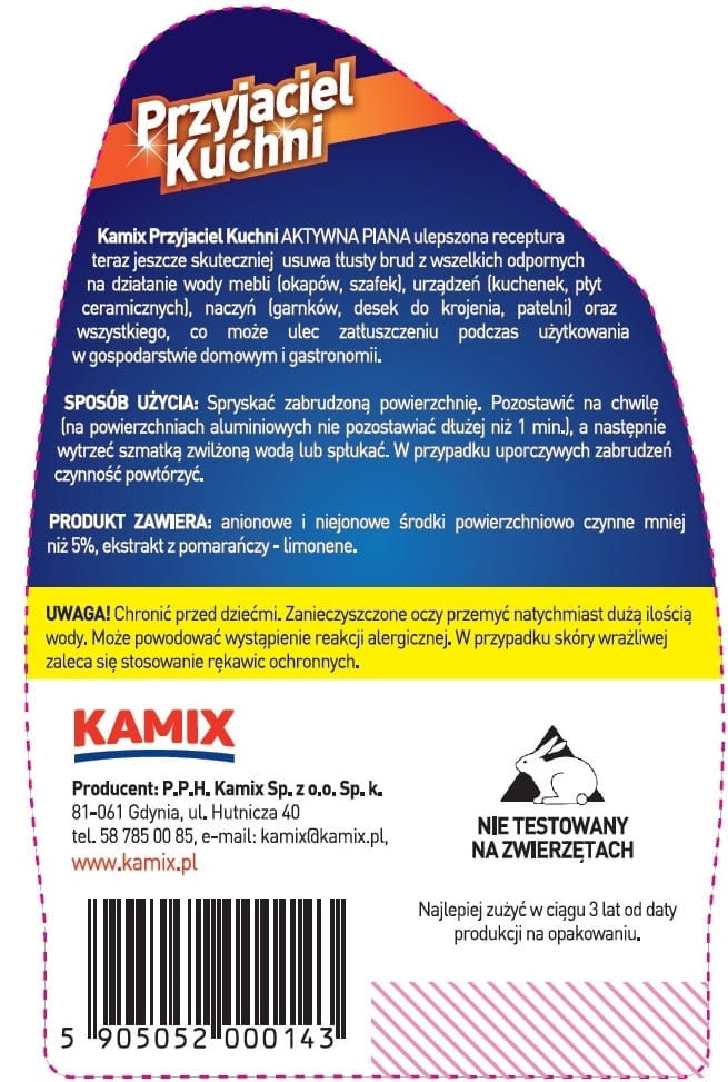 Aktywna piana KAMIX Przyjaciel Kuchni tłusty brud, 500 ml
