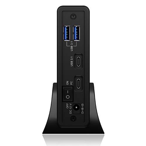 Obudowa IB-382H-C31 2,5/3,5 HDD z wbudowanym HUB 1xUSB-C, 2xUSB -A,  12V2A