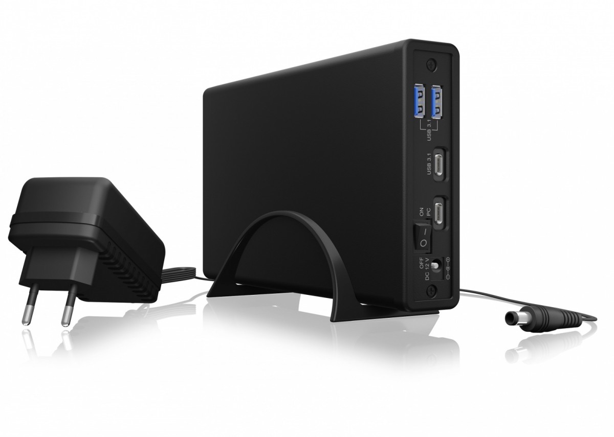 Obudowa IB-382H-C31 2,5/3,5 HDD z wbudowanym HUB 1xUSB-C, 2xUSB -A,  12V2A