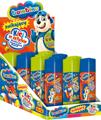 Klej znikający w sztyfcie 12g BAMBINO (12 szt. Dis