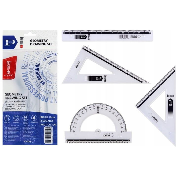 Komplet geometryczny z linijką 16cm 2005 PRATEL