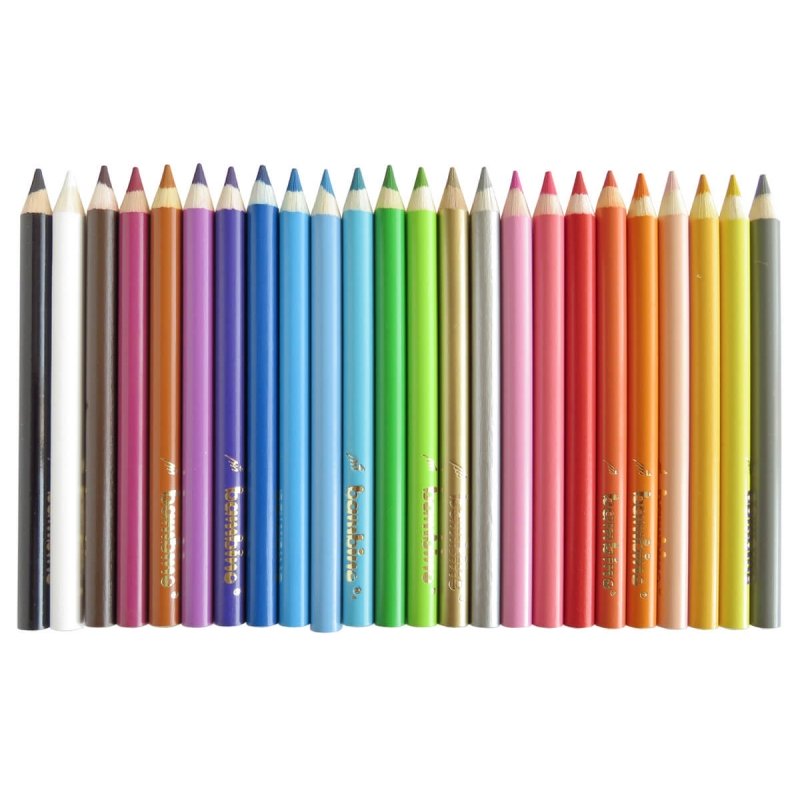 Kredki BAMBINO w drewnie 24 kolorów dł. 15cm+temperówka St.Majewski