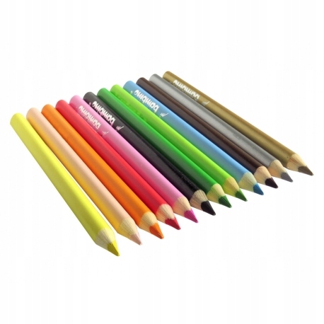 Kredki trójkątne BAMBINO 12 kolorów temperówka w oprawie drewnianej