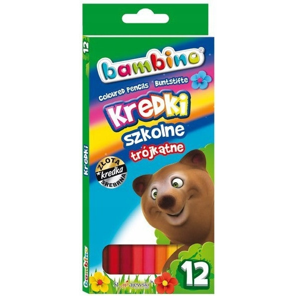 Kredki trójkątne BAMBINO 12 kolorów dł. 18cm w pud.kart. St.Majewski