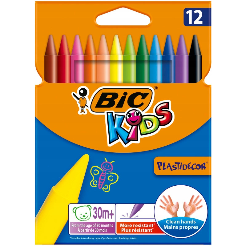 Kredki świecowe pudełko 12 kolorów 829770 BIC Plastidecor