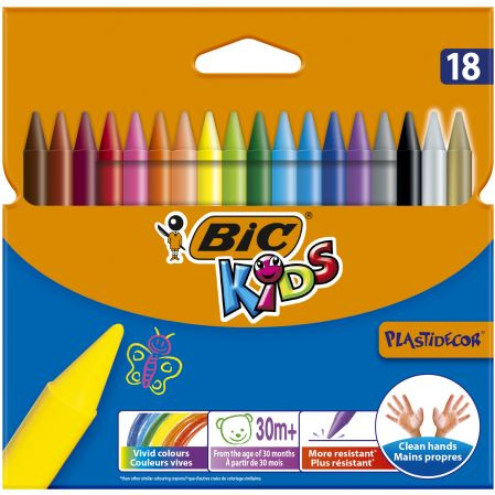 Kredki świecowe 18 kolorów 829771 BIC Plastidecor