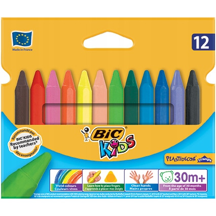 Kredki Świecowe Triangle 12 kolorów 829773 BIC Plastidecor
