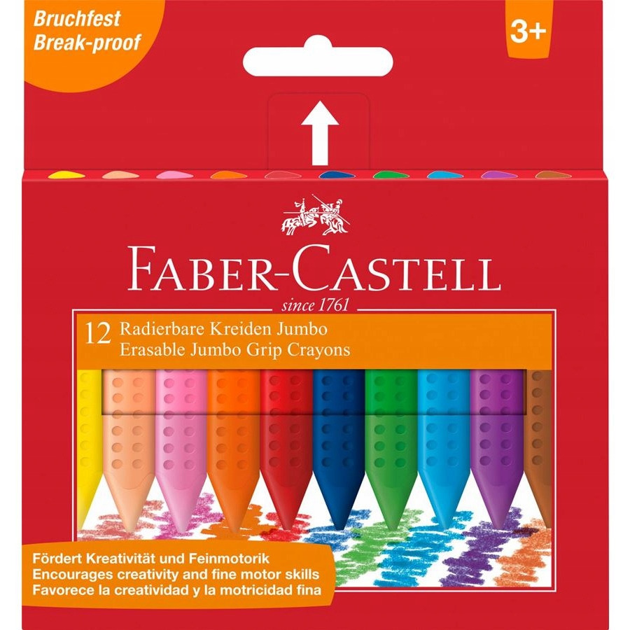 Kredki GRIP JUMBO trójkątne 12 kolorów FABER-CASTELL
