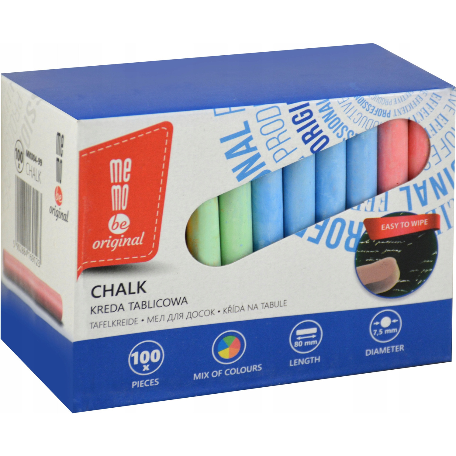 Kreda tablicowa MEMOBE kolorowa 100 szt. MK004-99