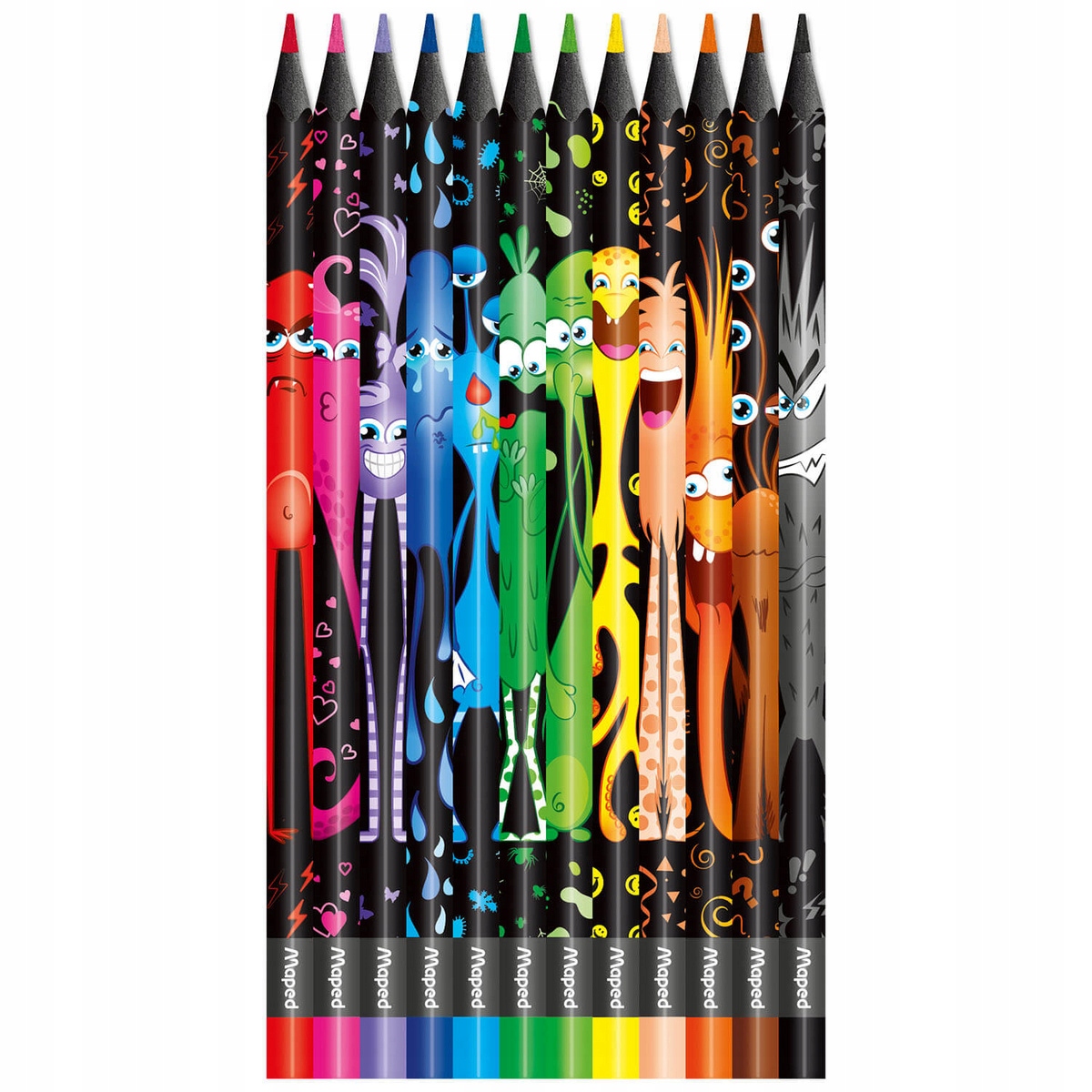 Kredki trójkątne MONSTER w czarnej obudowie 12kol.862612 COLORPEPS MAPED