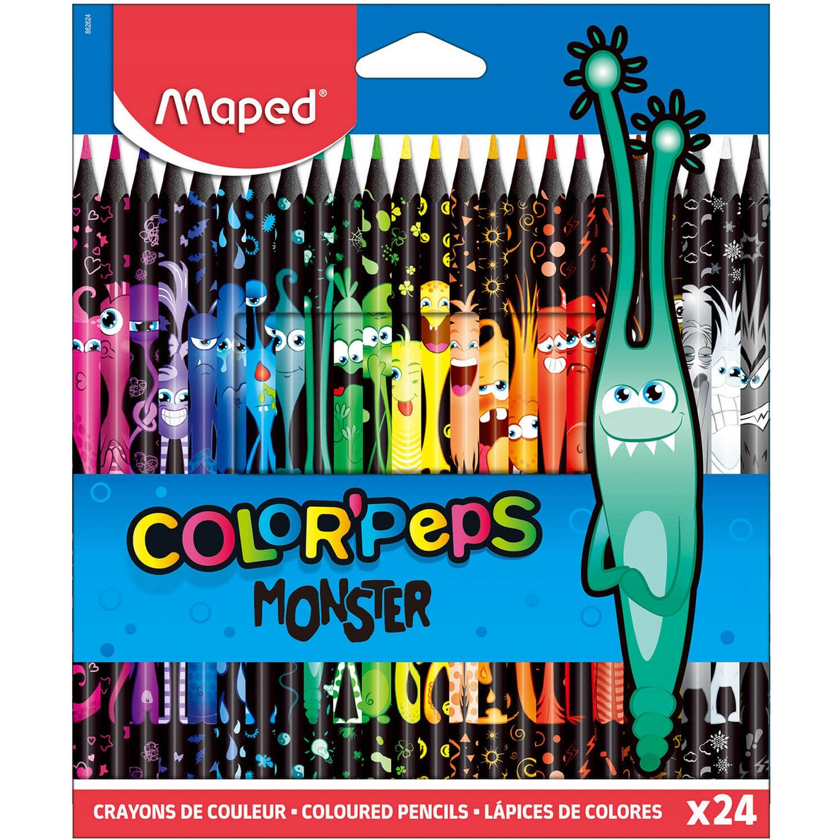 Kredki trójkątne MONSTER w czarnej obudowie 24kol.862624 COLORPEPS MAPED