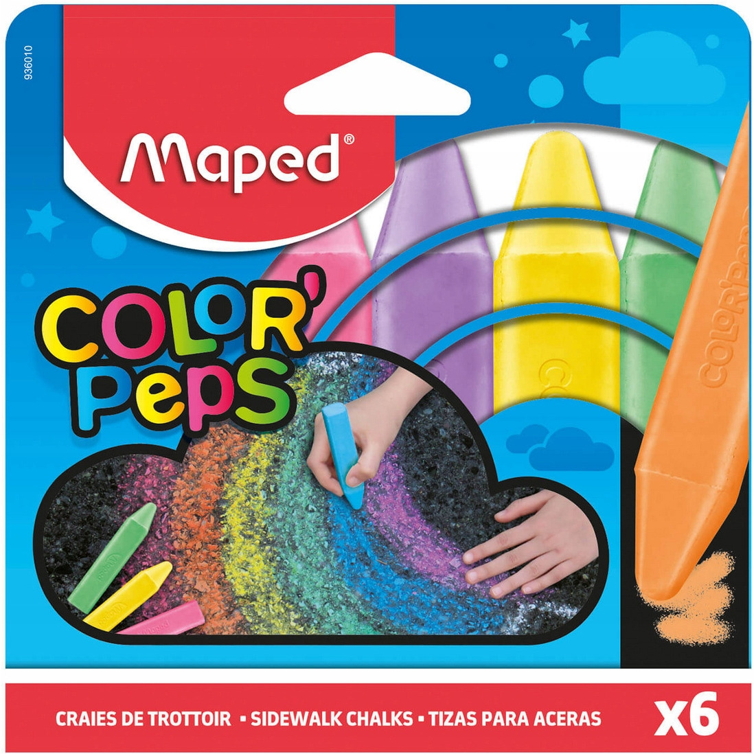 Kreda chodnikowa COLOR PEPS 6 kolorów, pud z zawieszką; 936010 MAPED