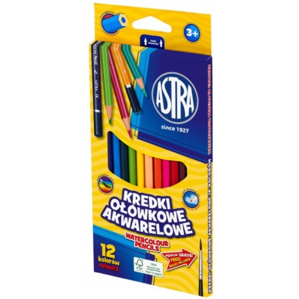 Kredki ołówkowe akwarelowe 12 kolorów 312110004 ASTRA
