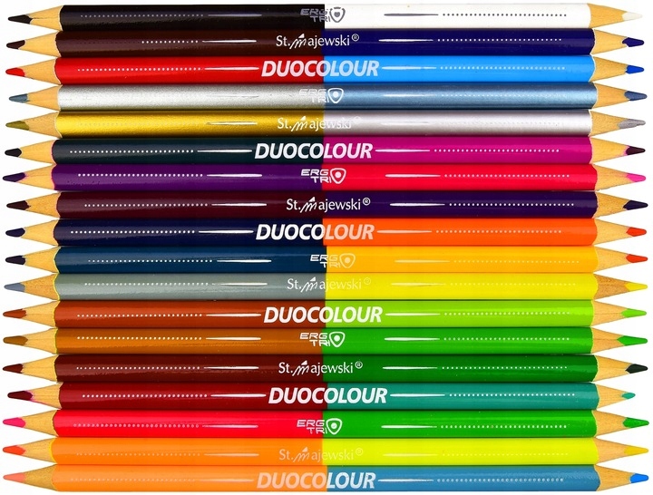 Kredki szkolne trójkątne dwustronne 18/36 kolorów + temperówka BAMBINO