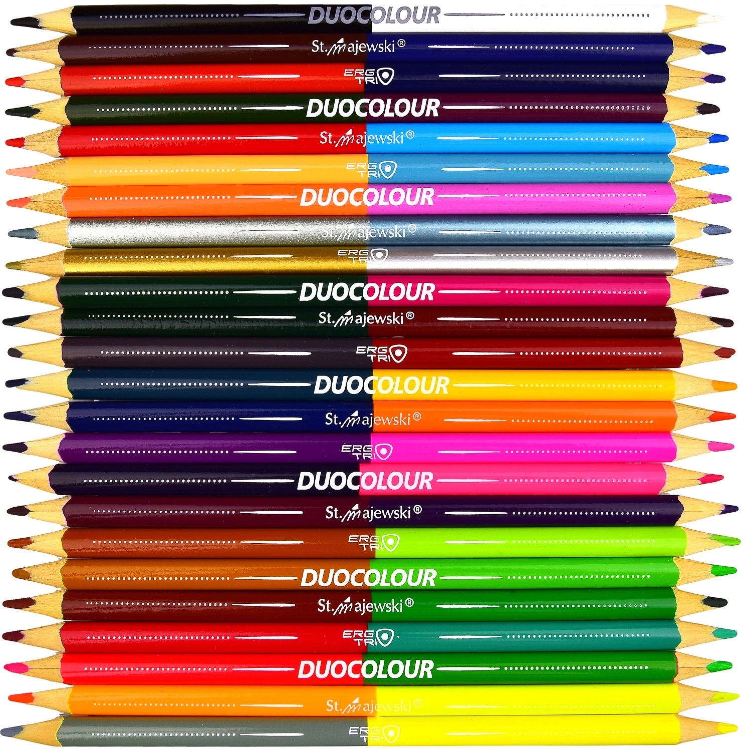 Kredki szkolne trójkątne dwustronne 24/48 kolorów + temperówka BAMBINO