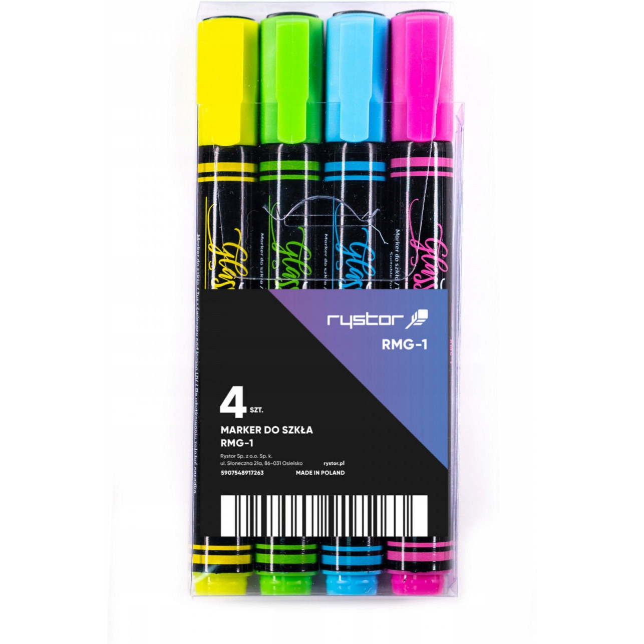 Marker kredowy do szkła RMG-1/CDPG 4sztuki etui ULTRAVIOLET 463-227 RYSTO