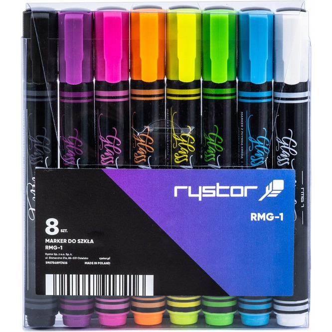 Marker kredowy do szkła RMG-1/ 8sztuk etui ULTRAVIOLET 463-800 RYSTOR