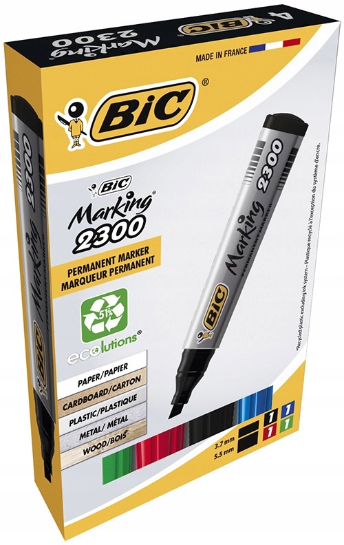 Markery permanentne BIC 2300 4szt. ścięta końcówka 820922