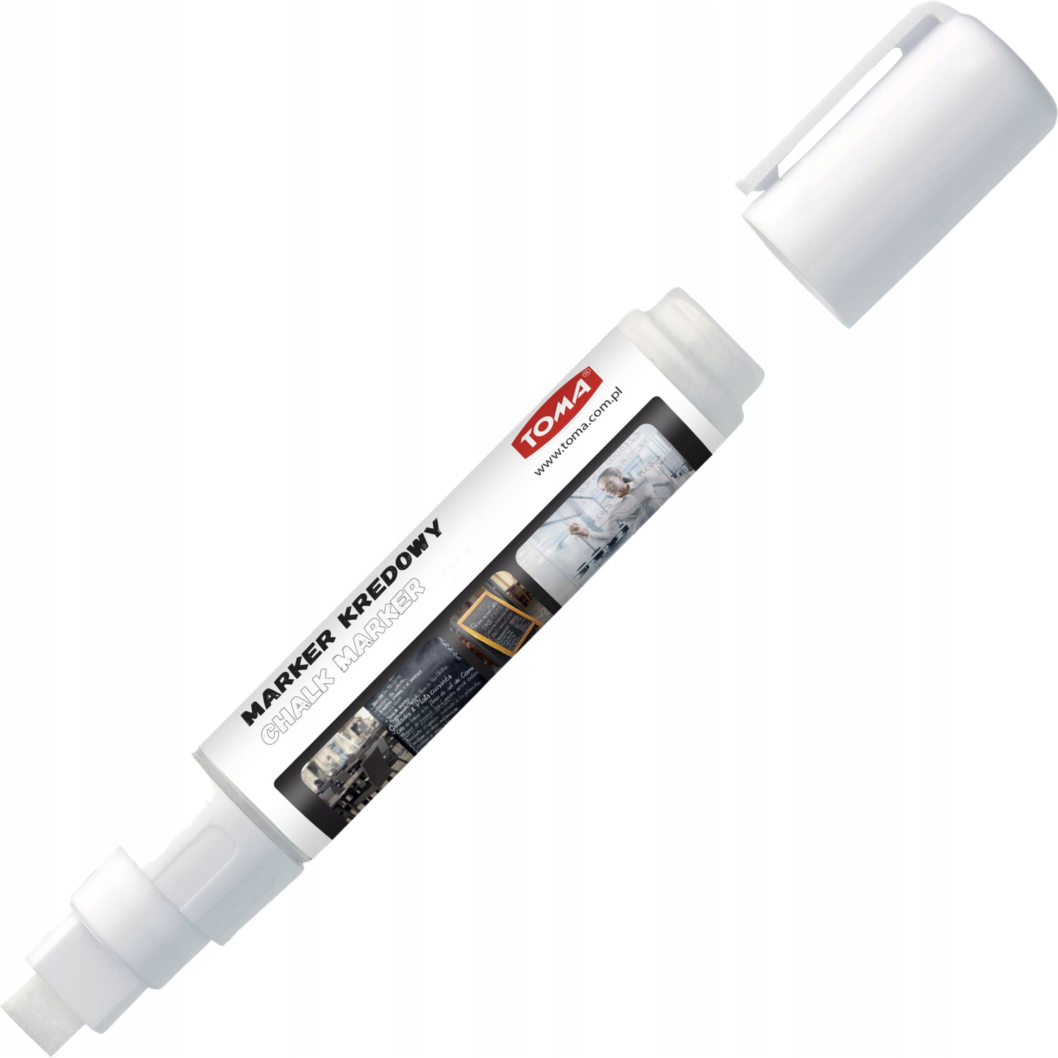 Markery kredowe końcówka 8x5mm białe TO-291 02 TOMA