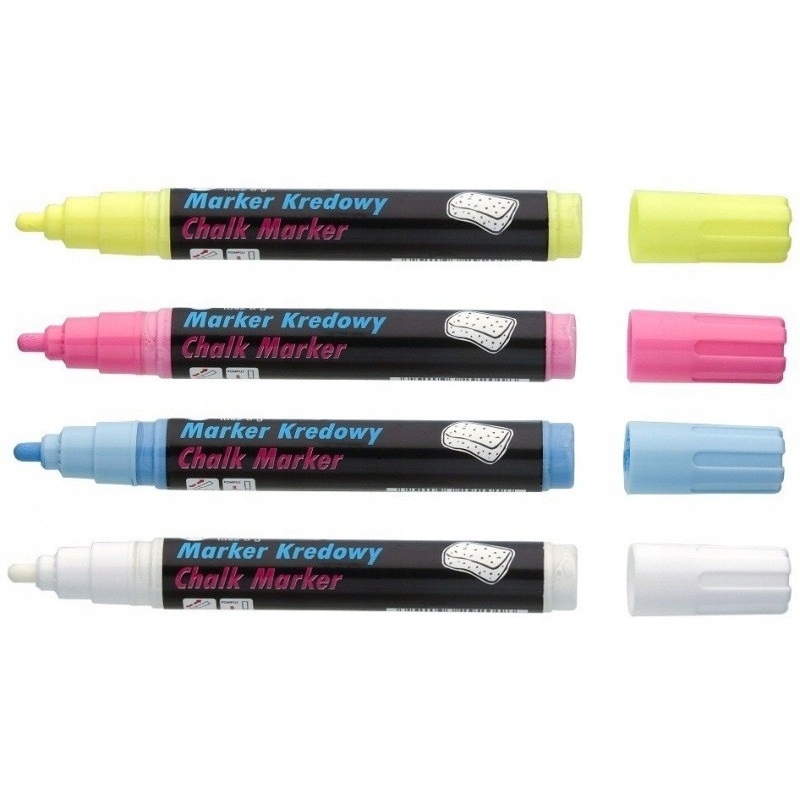 Markery kredowe końcówka 8x5mm białe TO-291 02 TOMA