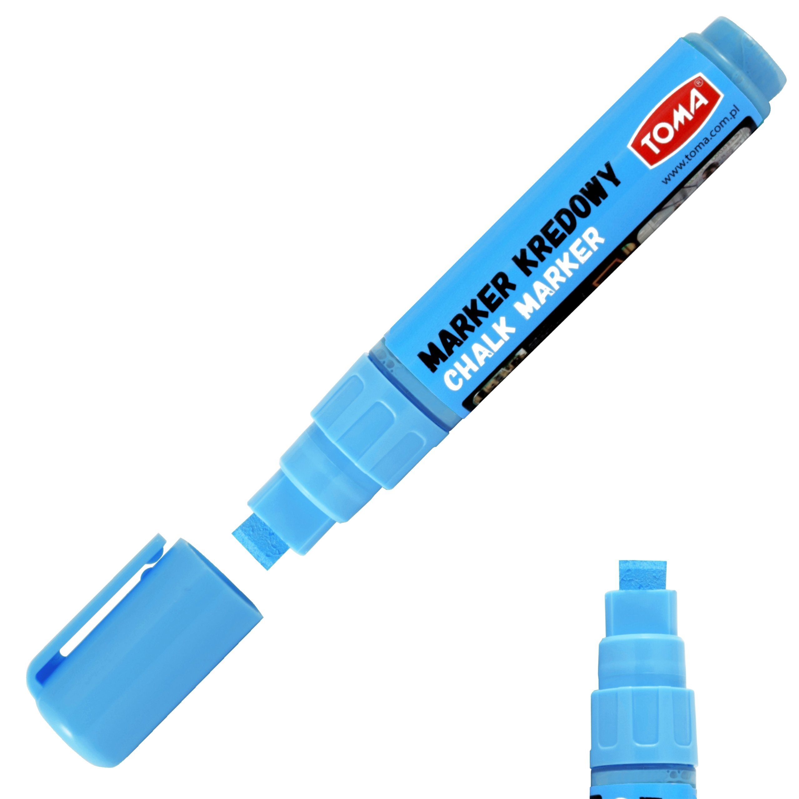 Markery kredowe końcówka 8x5mm niebieskie TO-291 12 TOMA