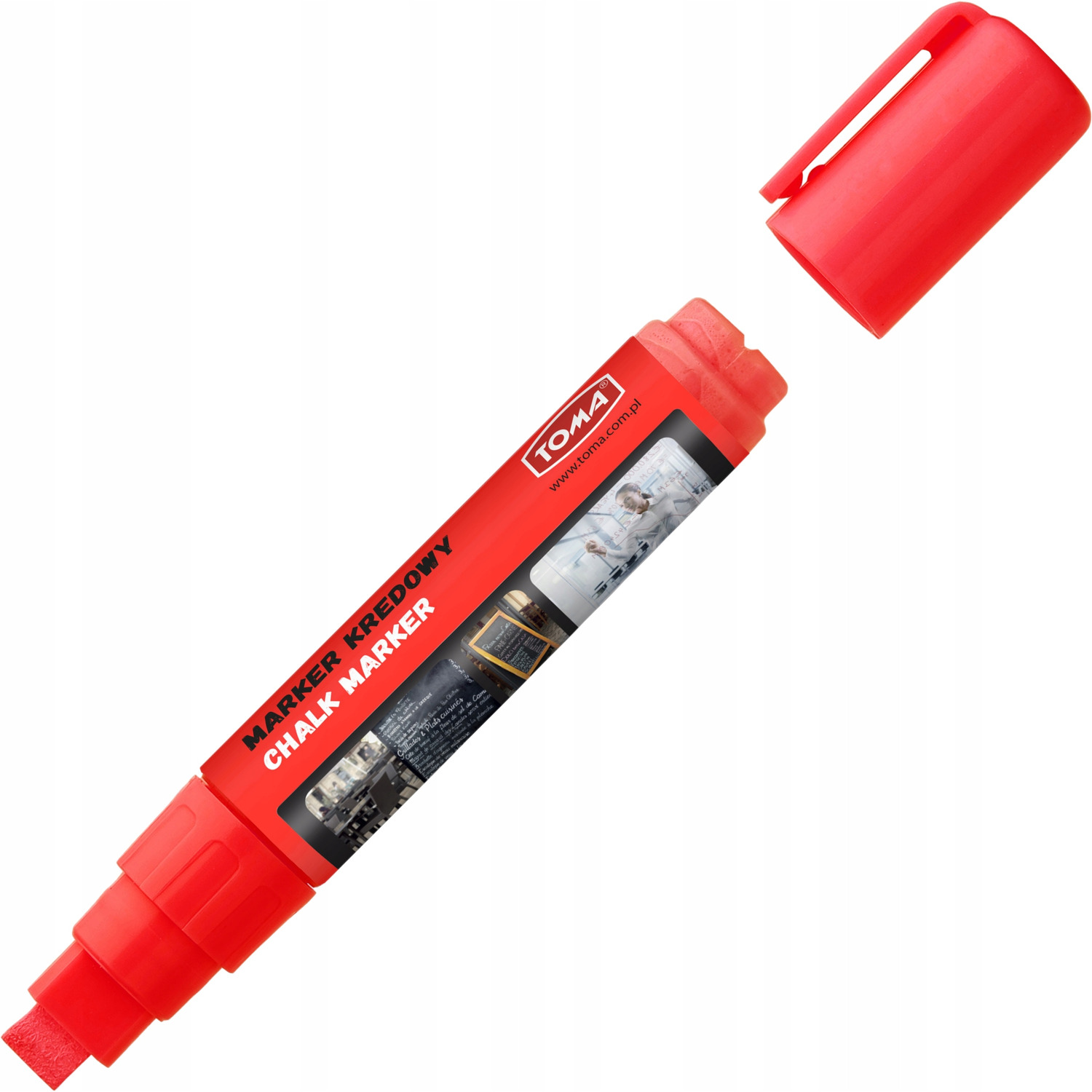 Markery kredowe końcówka 8x5mm czerwone TO-291 22 TOMA