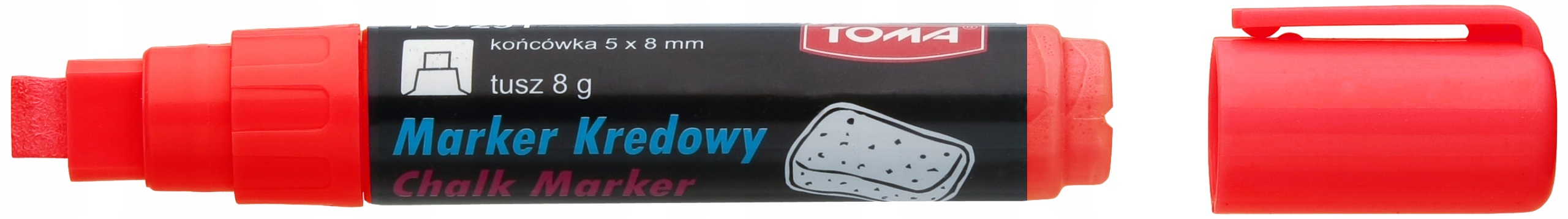 Markery kredowe końcówka 8x5mm czerwone TO-291 22 TOMA